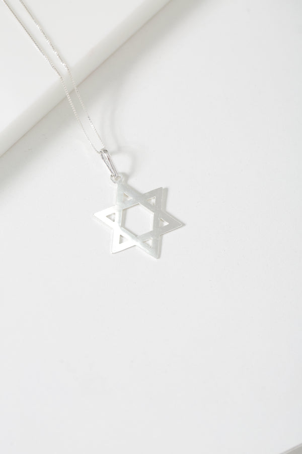 Colar Veneziana em Prata 925 com Pingente Estrela de Davi 35mm – Kayro Joias