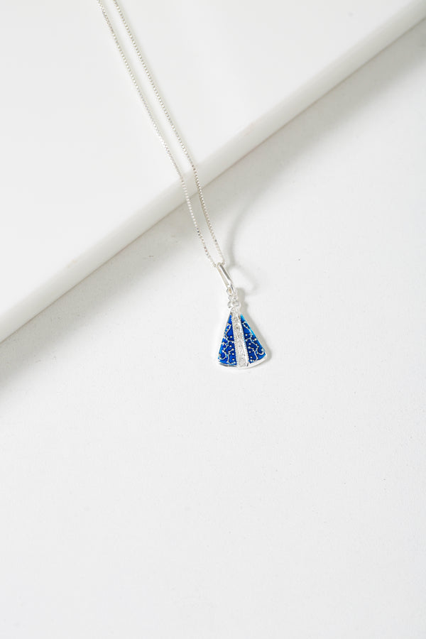 Colar Veneziana em Prata 925 com Pingente Nossa Senhora Aparecida com Resina Azul 14x28mm – Kayro Joias
