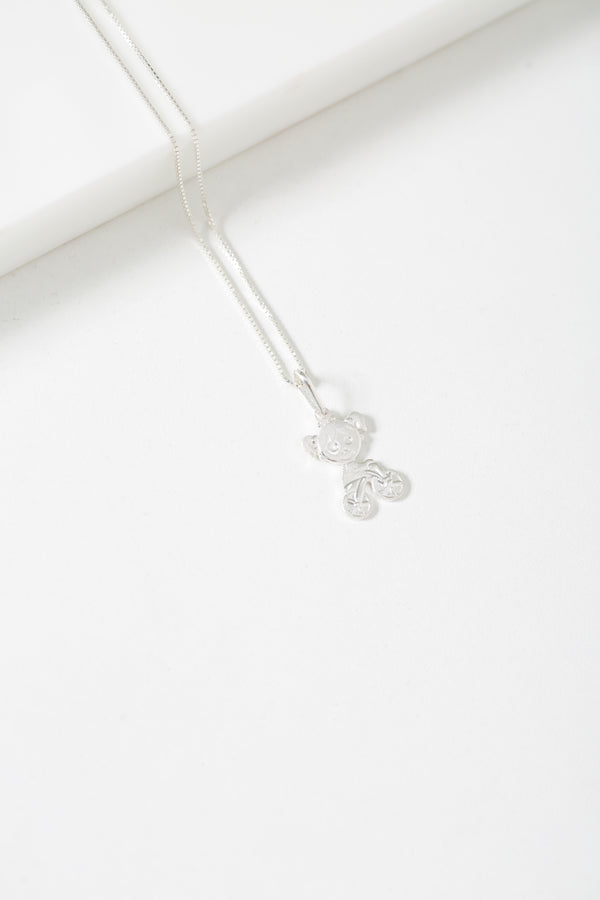 Colar Veneziana em Prata 925 com Pingente Menina de Bicicleta 13x30mm – Kayro Joias