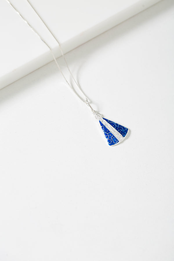Colar Veneziana em Prata 925 com Pingente Nossa Senhora Aparecida com Resina Azul 20x42mm – Kayro Joias