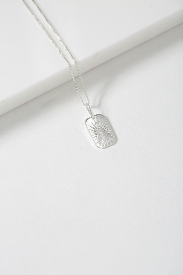 Colar Veneziana em Prata 925 com Pingente Nossa Senhora Aparecida Retangular 13x29mm – Kayro Joias