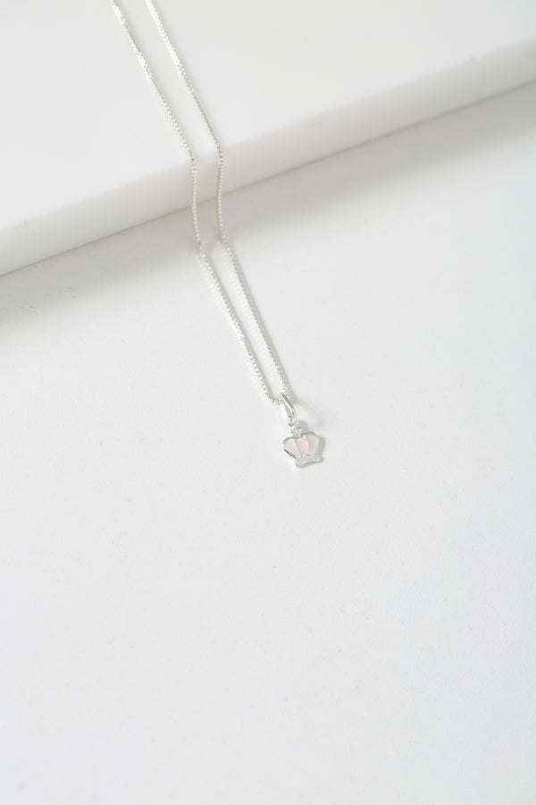 Colar Veneziana em Prata 925 com Pingente Coroa Rosa – Kayro Joias