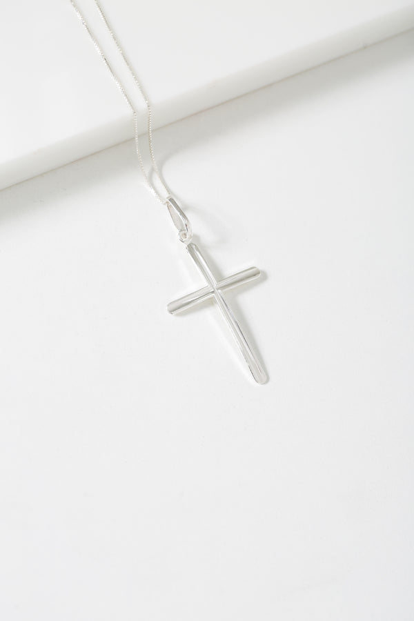 Colar Veneziana em Prata 925 com Pingente Cruz Lisa – Kayro Joias